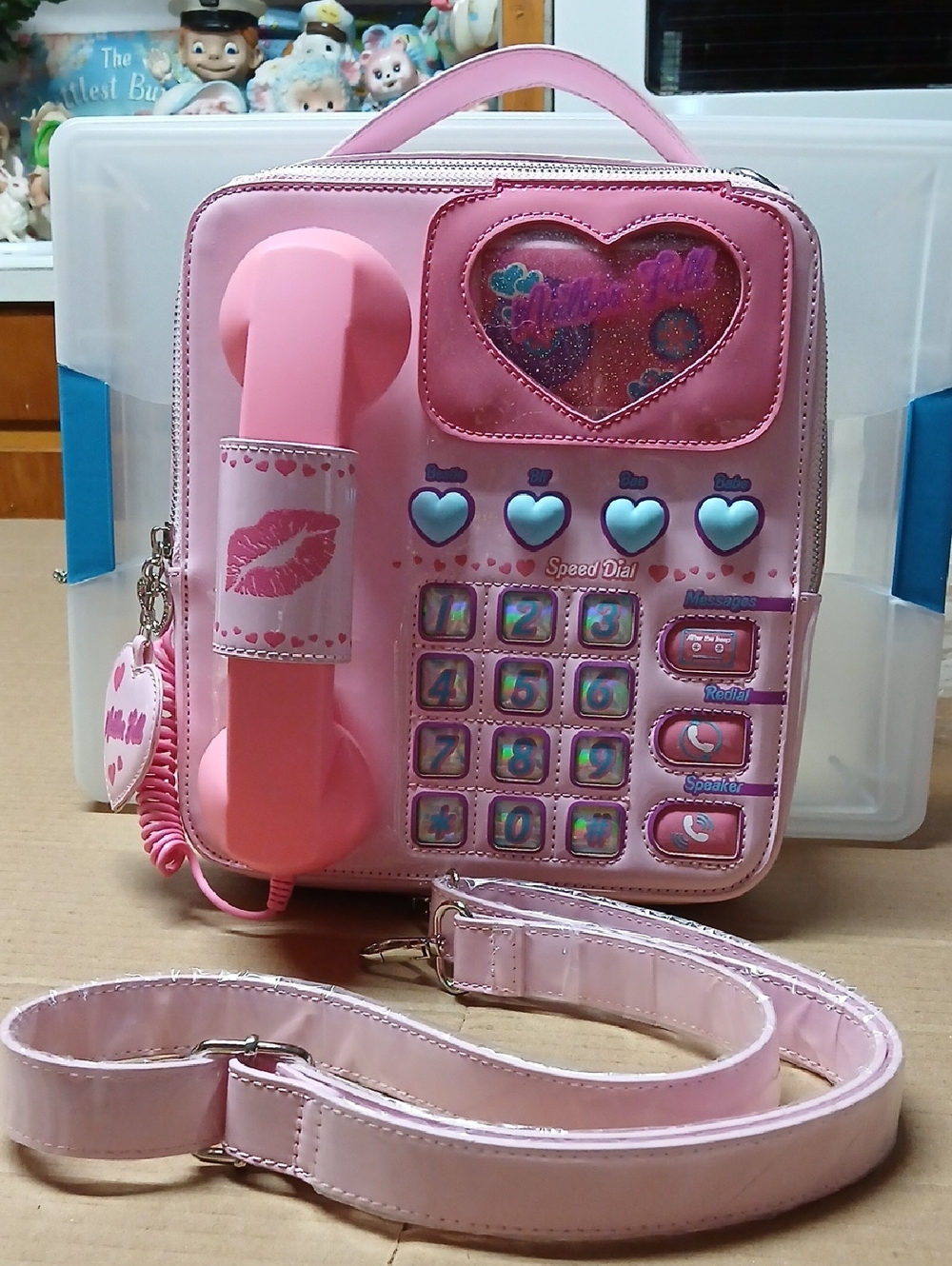Dolls Kill Sugar Thrillz Love Line Pink Phone Crossbody Bag w/ Working Receiver